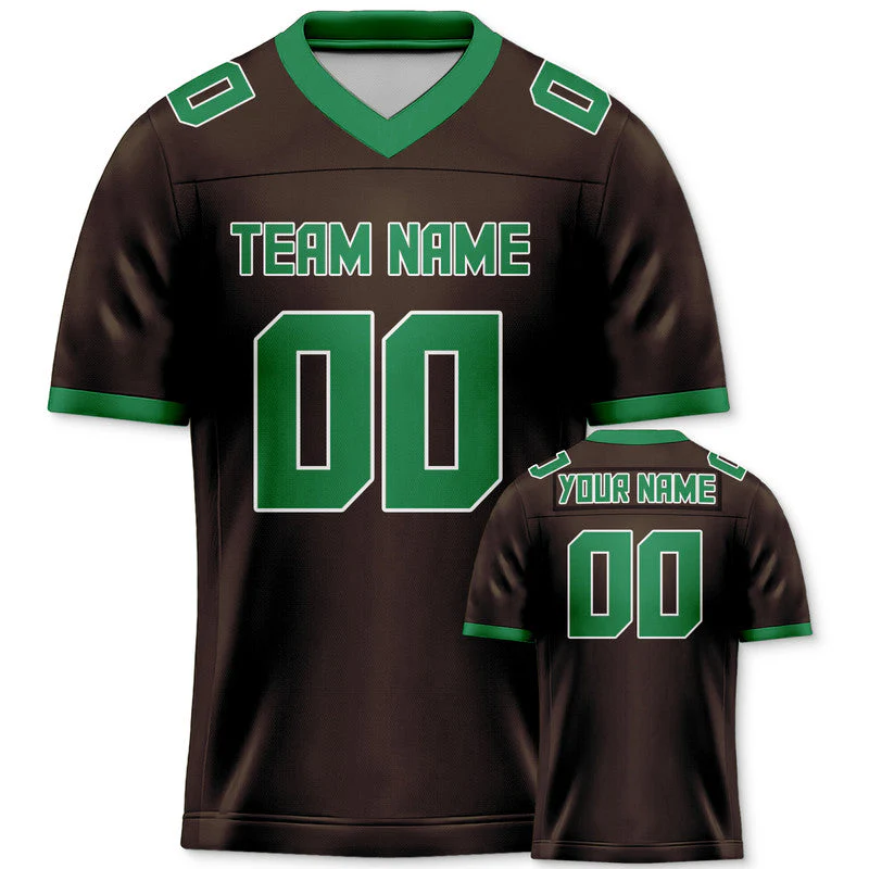 Custom Brown Green Mesh Authentic Football Jersey
