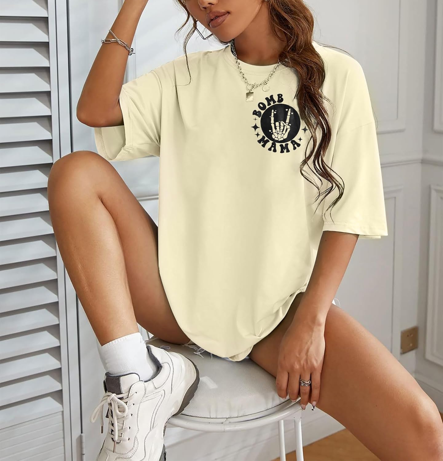 Mama Shirts for Women Oversized: Mom Life Shirt - Mama Graphic Tee Tops - Funny Short Sleeve Mama Tshirts