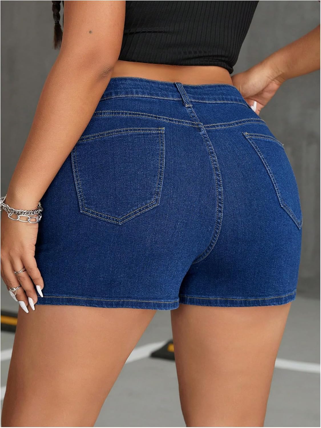 Women's Split Hem Skinny Stretchy Denim Jean Shorts
