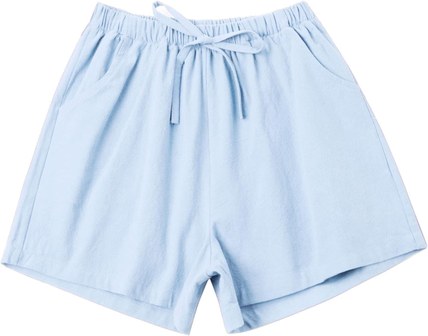 Cotton Linen Shorts Womens Casual High Waisted Drawstring Loose Fit Bermuda Shorts Summer Vacation Beach Shorts