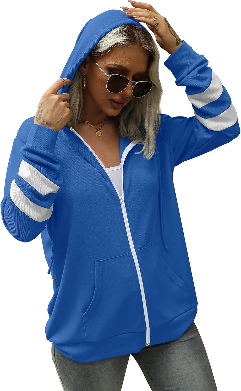 Hoodies for Women Zip Up Active Long Sleeve Lightweight Sweatshirts with Pocket