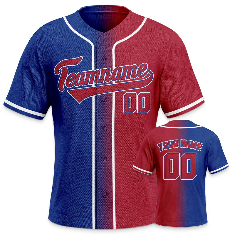 Custom Red Royal-White Authentic Split Fashion Baseball Jersey